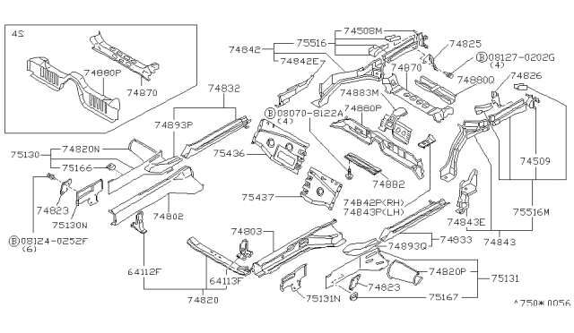 1995 Nissan 300ZX Plate-Closing,Side Member Front RH Diagram for 75132-45P10