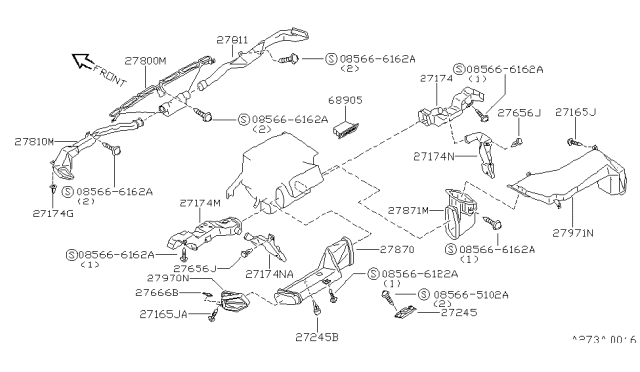 1991 Nissan 300ZX Finisher-Side Defroster Diagram for 27896-30P03
