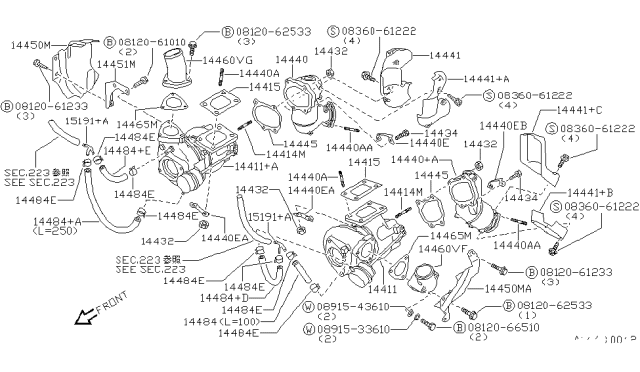 1991 Nissan 300ZX Turbocharger Diagram for 14411-40P11