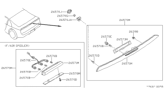 1991 Nissan 300ZX Lamp Assembly-Stop Diagram for 26590-30P00