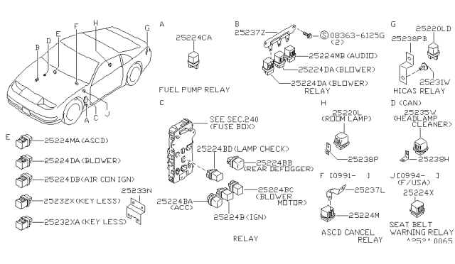 1994 Nissan 300ZX Bracket-Relay Diagram for 25238-30P01