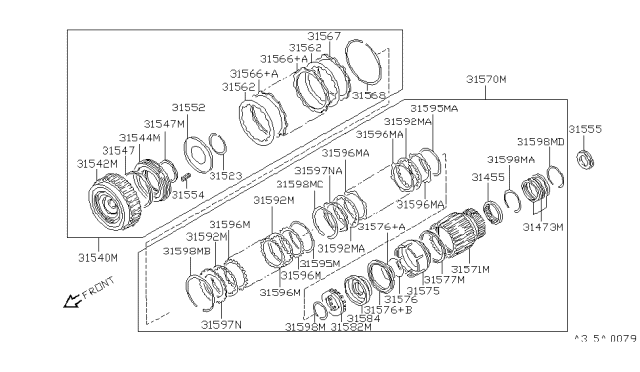 1996 Nissan 300ZX Drum Assembly-Forward Clutch Diagram for 31571-51X08