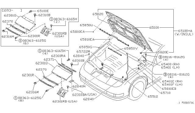 1993 Nissan 300ZX Clip-Insulator Diagram for 65846-40F00