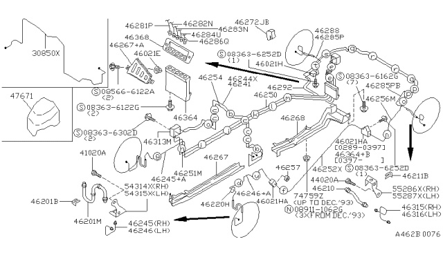 1994 Nissan 300ZX Tube Assy-Brake,Between Connectors LH Diagram for 46244-46P00