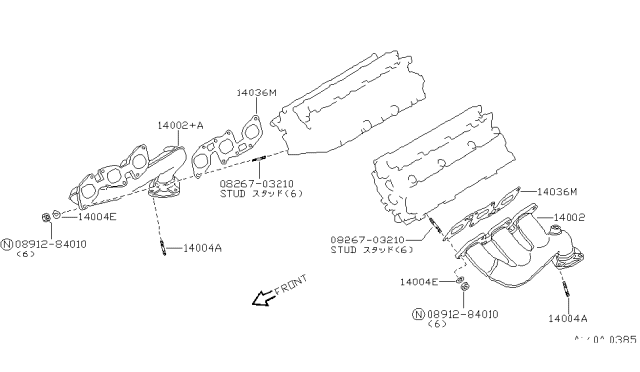 1994 Nissan 300ZX Exhaust Manifold Assembly Diagram for 14002-46P00
