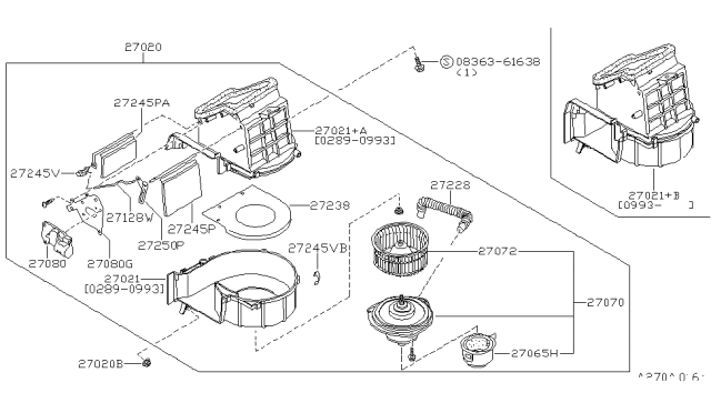 1994 Nissan 300ZX Cover-Heater Blower Diagram for 27227-48P00