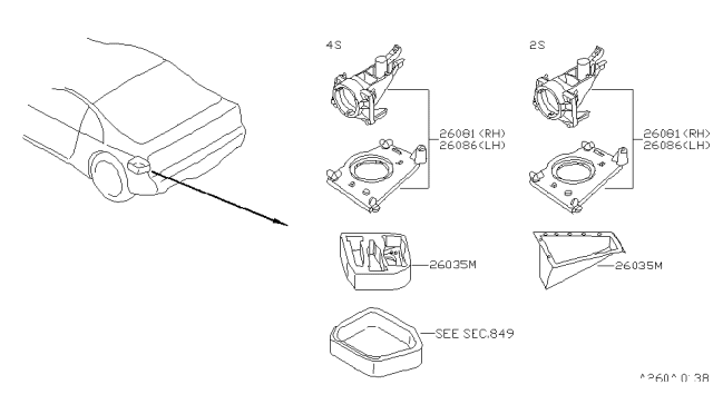 1996 Nissan 300ZX Case Assembly-Head Lamp Aiming Adaptor Diagram for 26035-32P00