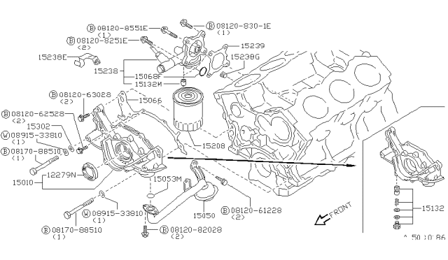 1990 Nissan 300ZX Pump Assembly-Oil Diagram for 15010-40P00