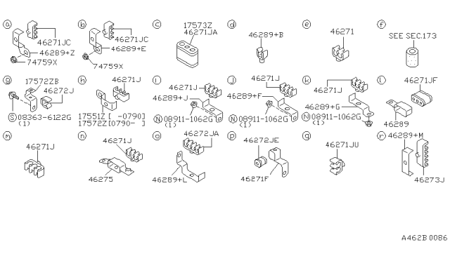 1991 Nissan 300ZX Clamp Diagram for 46289-32P11