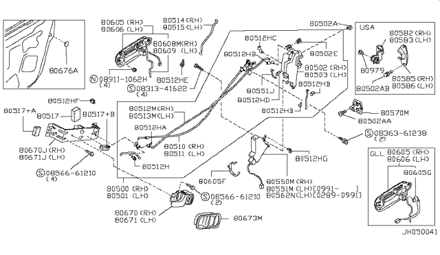 1992 Nissan 300ZX Shield-Inside Handle Diagram for 80886-46P00