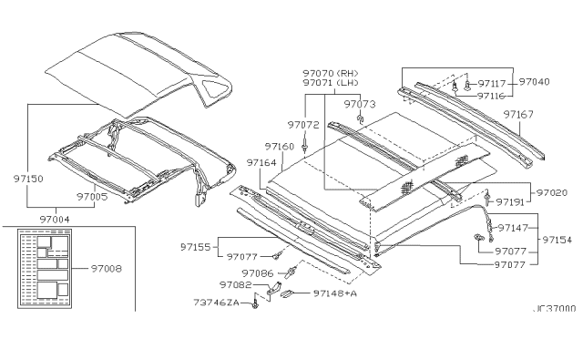 1996 Nissan 300ZX Bow Kit Folding Roof 2ND Diagram for 97020-46P25