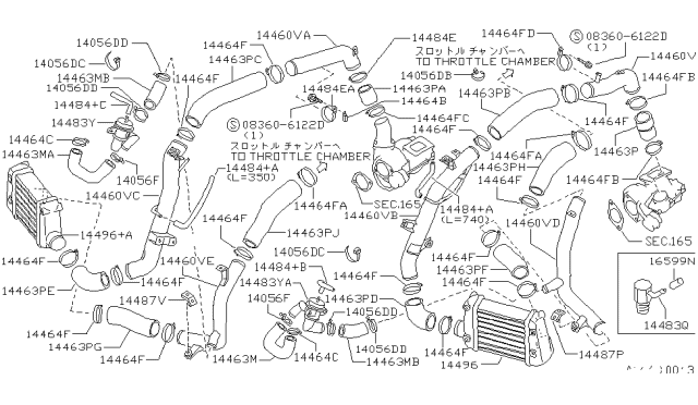 1990 Nissan 300ZX Hose-Air,Inlet Diagram for 14463-40P03