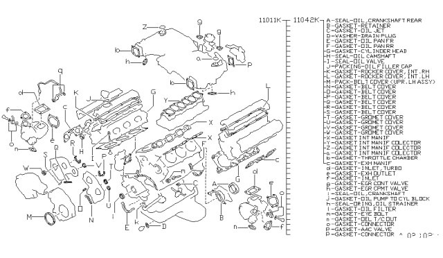 1993 Nissan 300ZX Gasket Kit-Valve REGRind Diagram for 11042-40P85