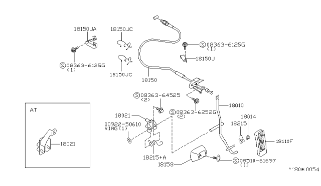 1992 Nissan 300ZX Lever Assembly-Pedal Diagram for 18010-30P00