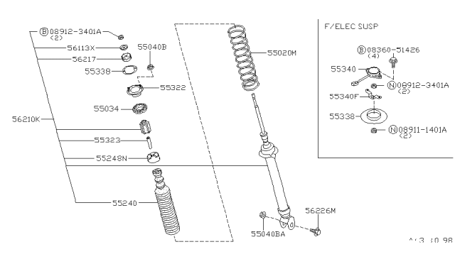 1994 Nissan 300ZX ABSORBER Shock Diagram for 56210-30P26
