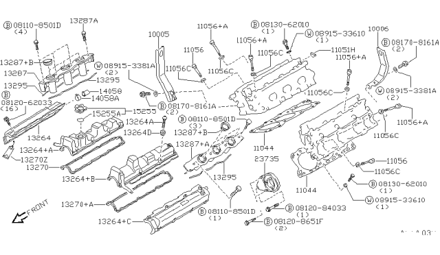 1992 Nissan 300ZX Rocker Cover Gasket Diagram for 13270-30P00