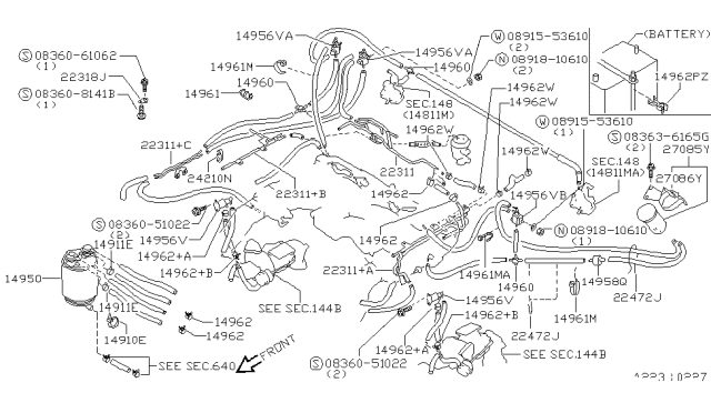 1993 Nissan 300ZX Pipe-Vacuum Control Diagram for 22306-30P08