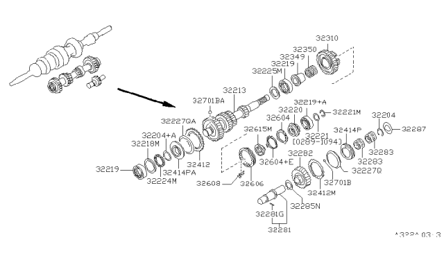 1990 Nissan 300ZX Ring-Snap Counter Shaft T=1.62 Diagram for 32236-01G05