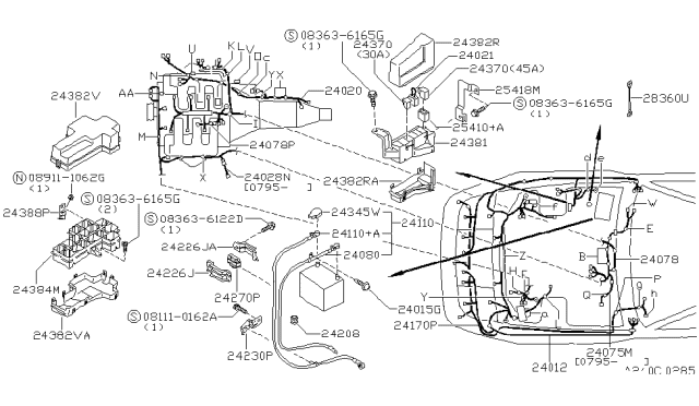 1995 Nissan 300ZX Harness Assembly-EGI Diagram for 24011-51P61