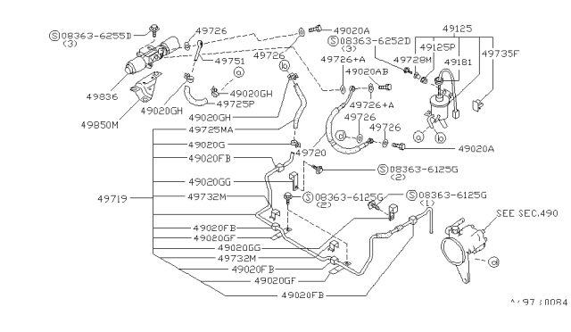 1991 Nissan 300ZX Hose & Tube Assy-Power Steering Diagram for 49720-31P05