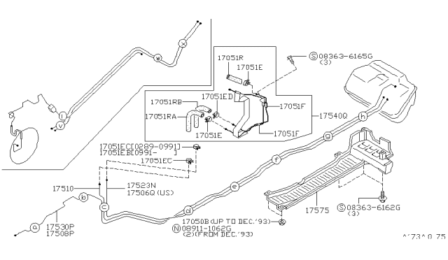 1992 Nissan 300ZX Hose-Fuel Diagram for 08740-13036