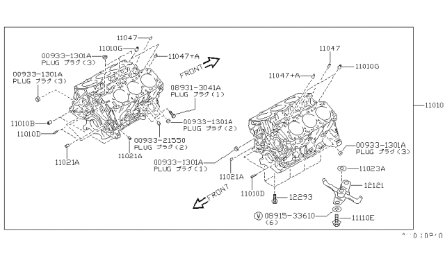 1995 Nissan 300ZX Cylinder Block Diagram for 11000-30P02