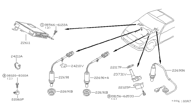 1996 Nissan 300ZX Engine Control Module Diagram for 23710-54P07