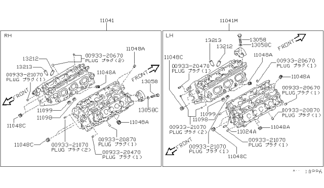 1990 Nissan 300ZX Head Assy-Cylinder Diagram for 11040-30P00