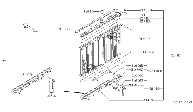 1994 Nissan 300ZX Radiator Assy Diagram for 21410-30P10