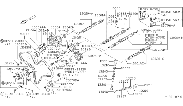 1990 Nissan 300ZX Valve Assy-VTC Diagram for 13080-16V00