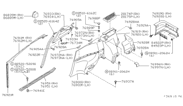 1994 Nissan 300ZX Body Side Trimming Diagram 3