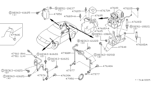 1991 Nissan 300ZX Sensor Assembly-Anti SKID,Front LH Diagram for 47911-32P01