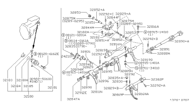 1992 Nissan 300ZX Sleeve-Reverse Checking Diagram for 32186-33P03