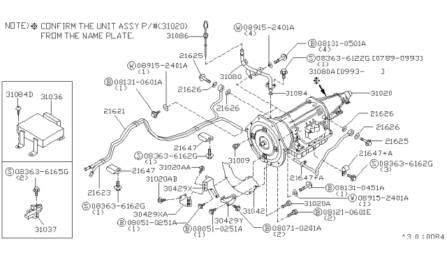 1995 Nissan 300ZX Gusset-Transmission To Engine Diagram for 30429-33P00