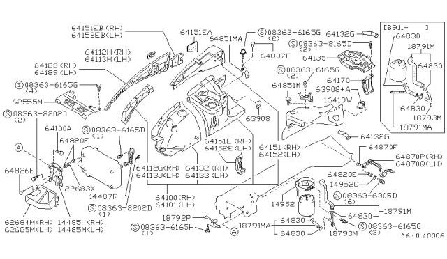 1993 Nissan 300ZX Hood Ledge & Fitting Diagram 4