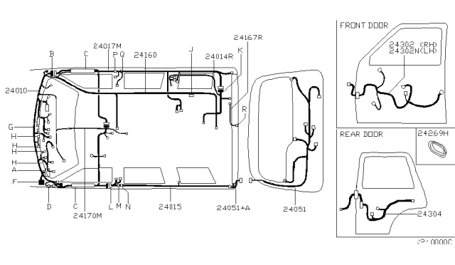 2001 Nissan Xterra Harness Assembly-Main Diagram for 24010-7Z805