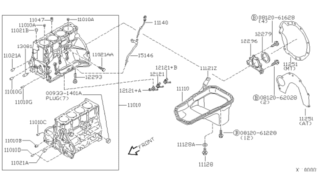2004 Nissan Xterra Cylinder Block & Oil Pan Diagram 1