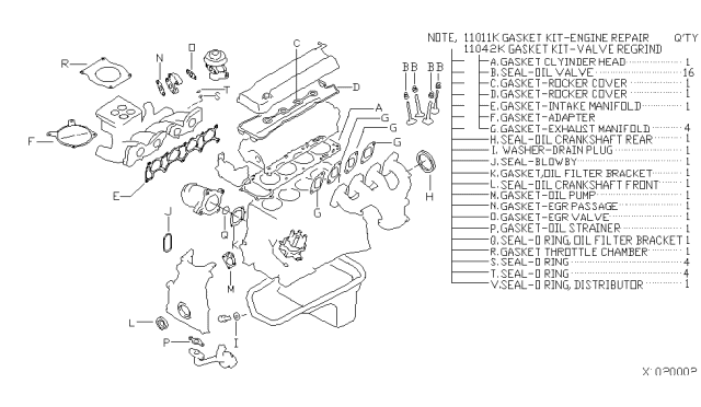 2004 Nissan Xterra Gasket-Valve RGR Diagram for 11042-3S525