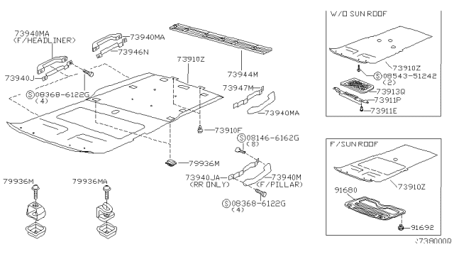 2004 Nissan Xterra Grip Assembly-Assist Diagram for 73940-3J000