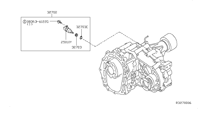 2000 Nissan Xterra PINION Assembly SPEEDOMETER Diagram for 32702-9Z319