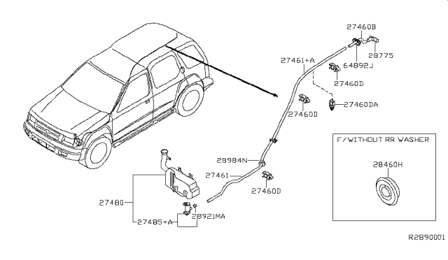 2001 Nissan Xterra Hose-Washer Diagram for 28975-7Z800