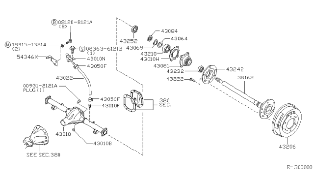 2004 Nissan Xterra Tube & Final Drive Assembly Diagram for 43010-3S610