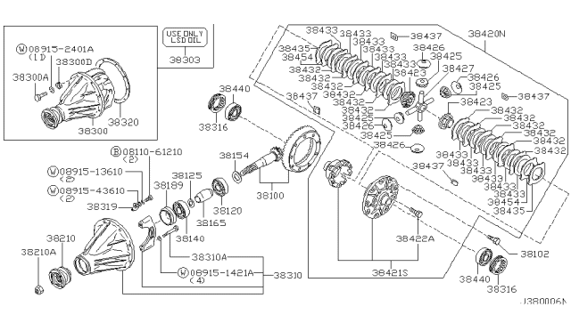 2004 Nissan Xterra Final Drive Assembly Diagram for 38300-K4619
