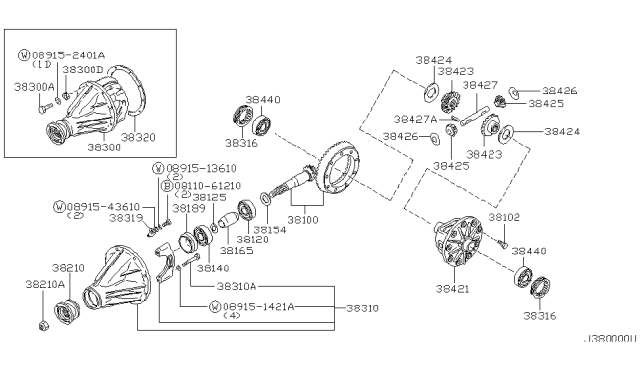 2003 Nissan Xterra Case-Differential Diagram for 38421-S9120