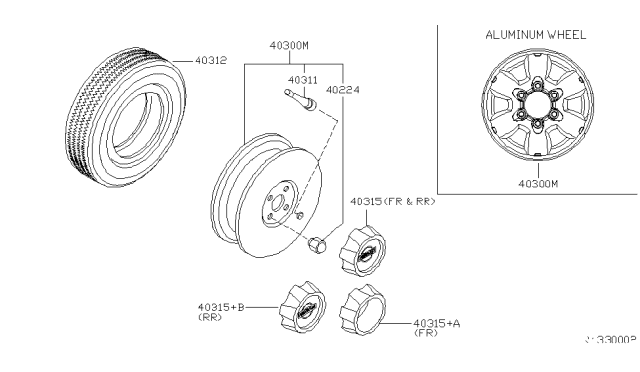 2003 Nissan Xterra Disc Wheel Cap Diagram for 40315-1Z900