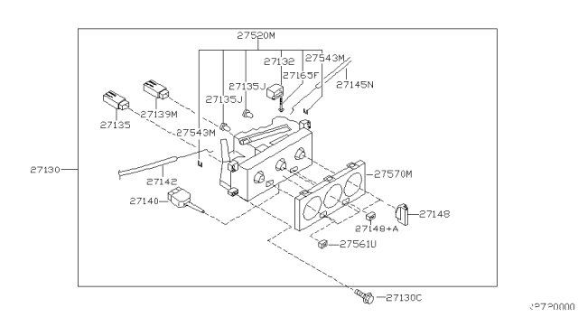 2001 Nissan Xterra Control Assembly Diagram for 27510-7Z101