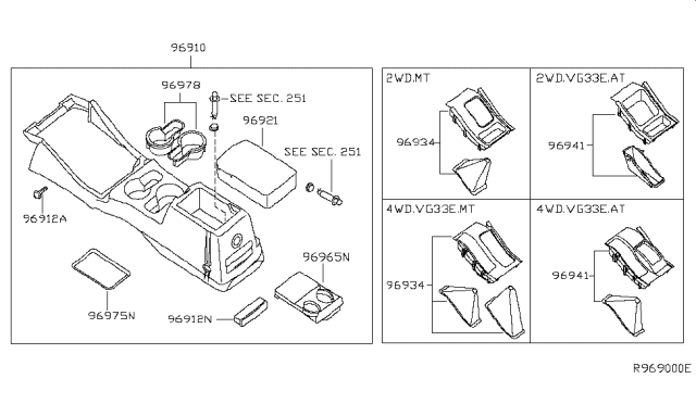 2002 Nissan Xterra Cup Holder Assembly Diagram for 96965-8Z802