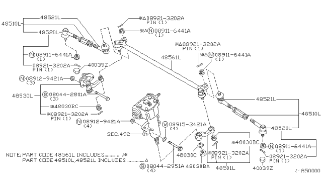 2004 Nissan Xterra Arm Kit-Pitman Diagram for 48502-3S526