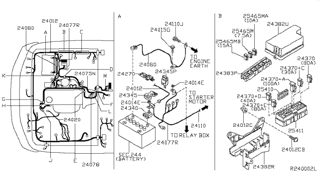 2004 Nissan Xterra Harness Assy-Engine Room Diagram for 24012-2Z711