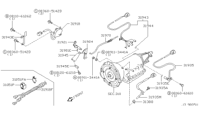 2004 Nissan Xterra Sensor Assembly-Revolution Diagram for 31935-43X19